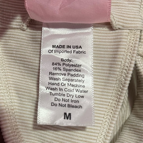 Bombshell Sportswear Sports Bra Women’s Size Medium Beige Ivory Ribbed - Picture 11 of 11
